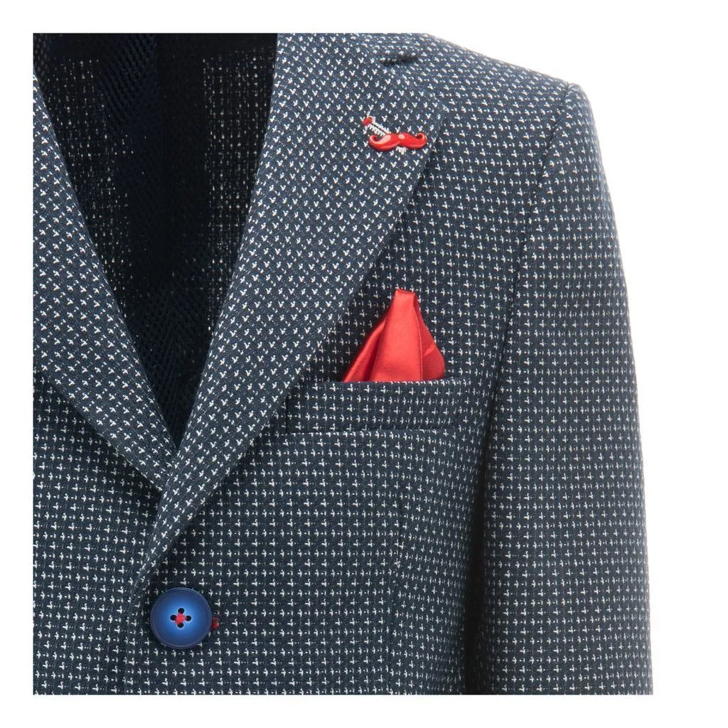 Navy Embroidered Formal Blazer