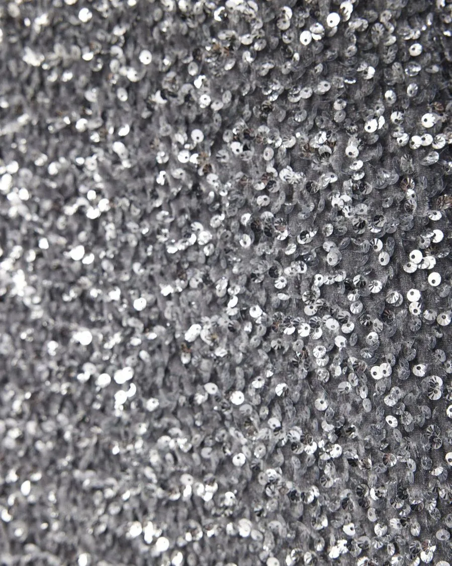 OBKINNE HW LONG SKIRT | ASPHALT/SILVER SEQUIN