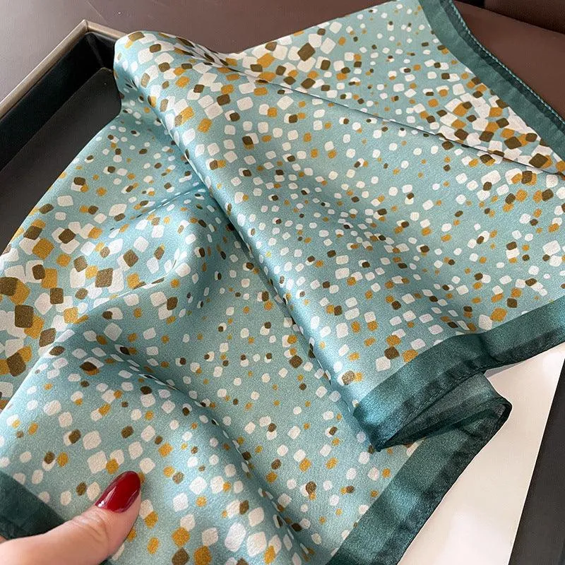 Pale Blue Irregular polka dot 100% mulberry silk scarf / Spring and Autumn fashion square silk scarf / Ladies silk scarf