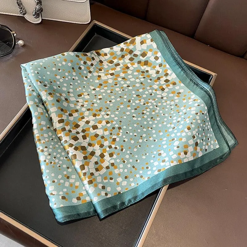 Pale Blue Irregular polka dot 100% mulberry silk scarf / Spring and Autumn fashion square silk scarf / Ladies silk scarf