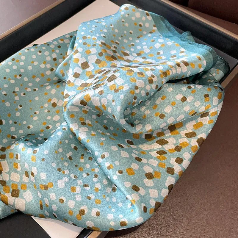 Pale Blue Irregular polka dot 100% mulberry silk scarf / Spring and Autumn fashion square silk scarf / Ladies silk scarf