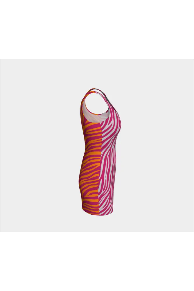 Peacock Pink & Turmeric Striped Bodycon Dress