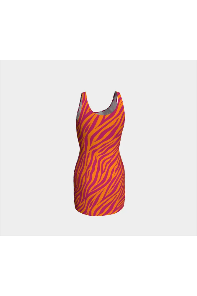 Peacock Pink & Turmeric Striped Bodycon Dress