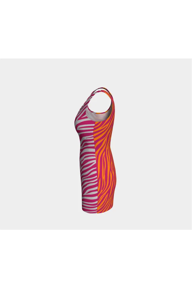 Peacock Pink & Turmeric Striped Bodycon Dress