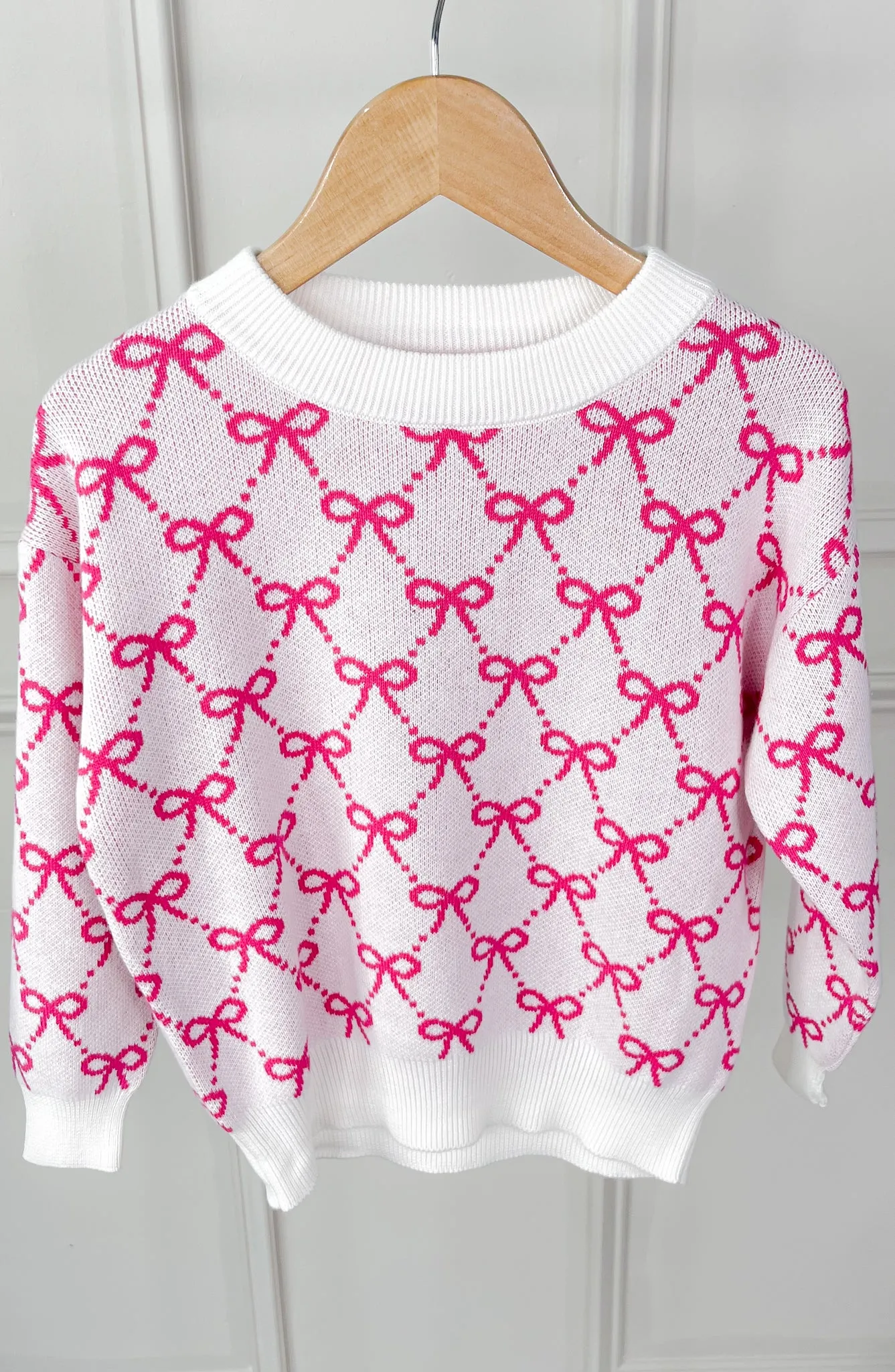 Pink Bow Tie Girl's Sweater