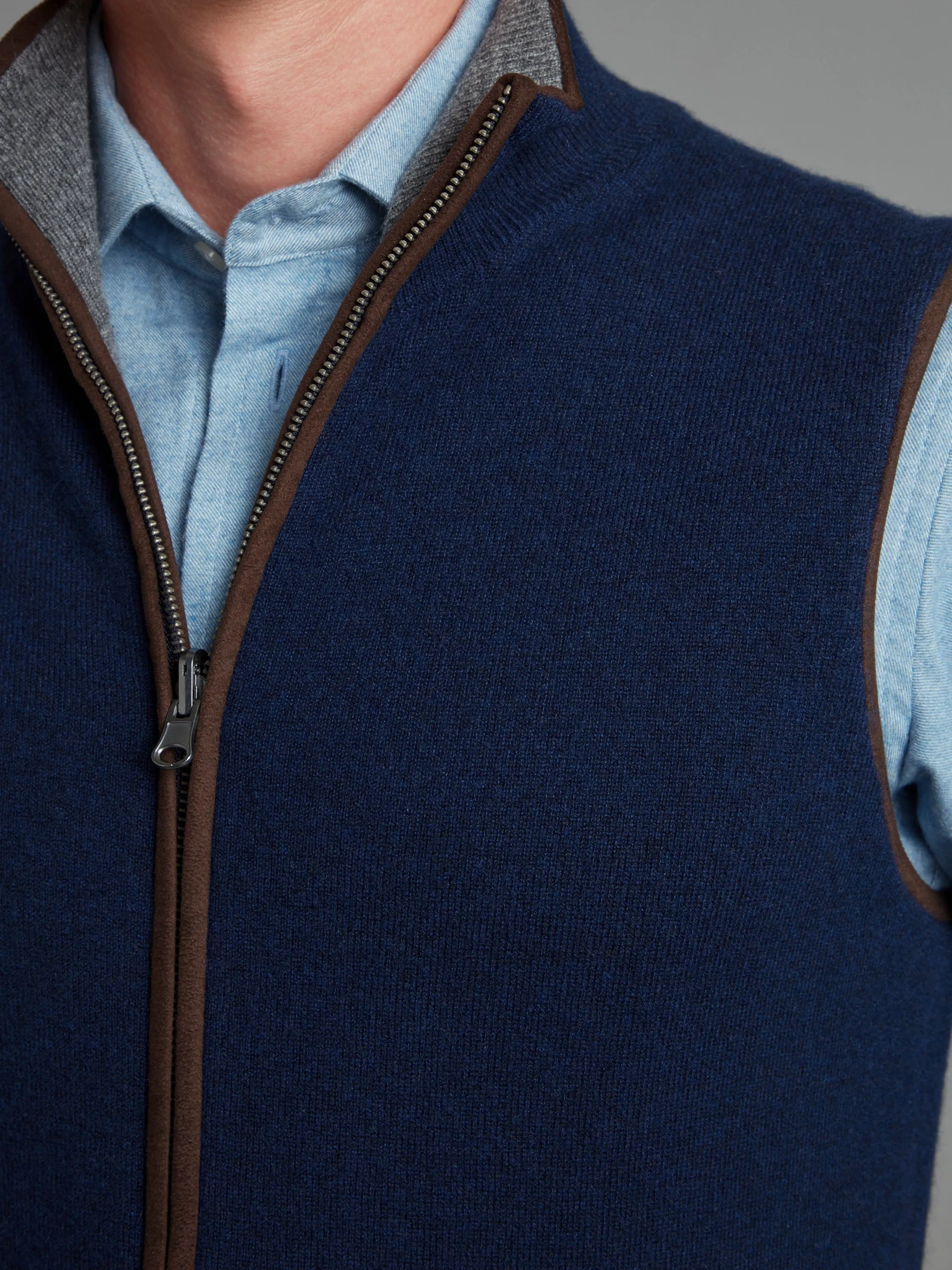 Reversible Cashmere Vest - Navy & Gunmetal