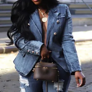 Royal Denim Double Breasted Notch Lapels