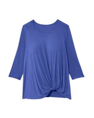 Ryan Long Sleeve Side Twist Top | Azure Blue