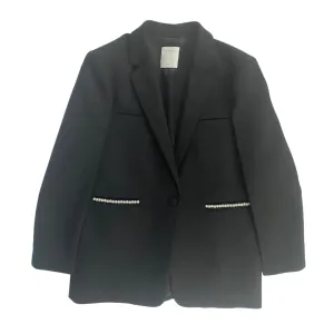 SANDRO Blazer with Pearl Trim  Black SIZE 14