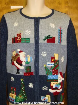 Santa and Colorful Gifts Ugly Festive Xmas Sweater