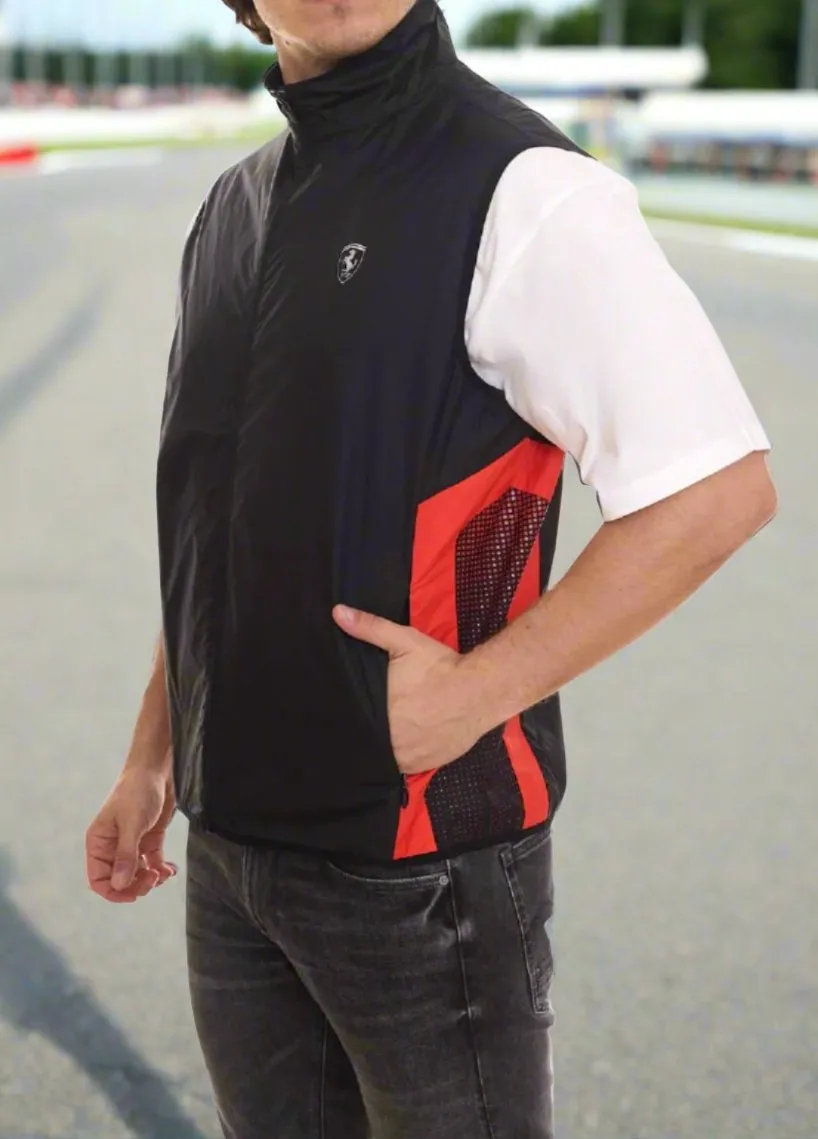 Scuderia Ferrari Men's Windproof & Water Repellent Vest - Black