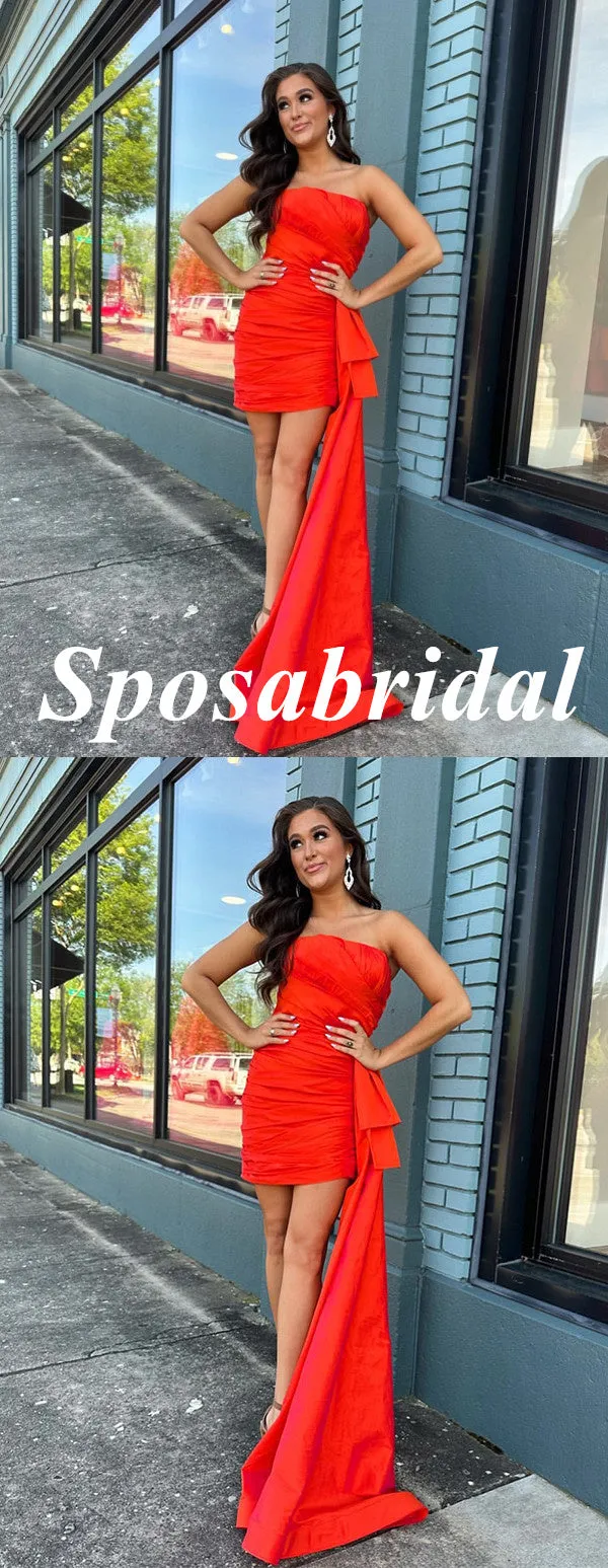 Sexy Sweetheart Sleeveless Sheath Mini Dresses/ Homecoming Dresses With Trail, PD3608