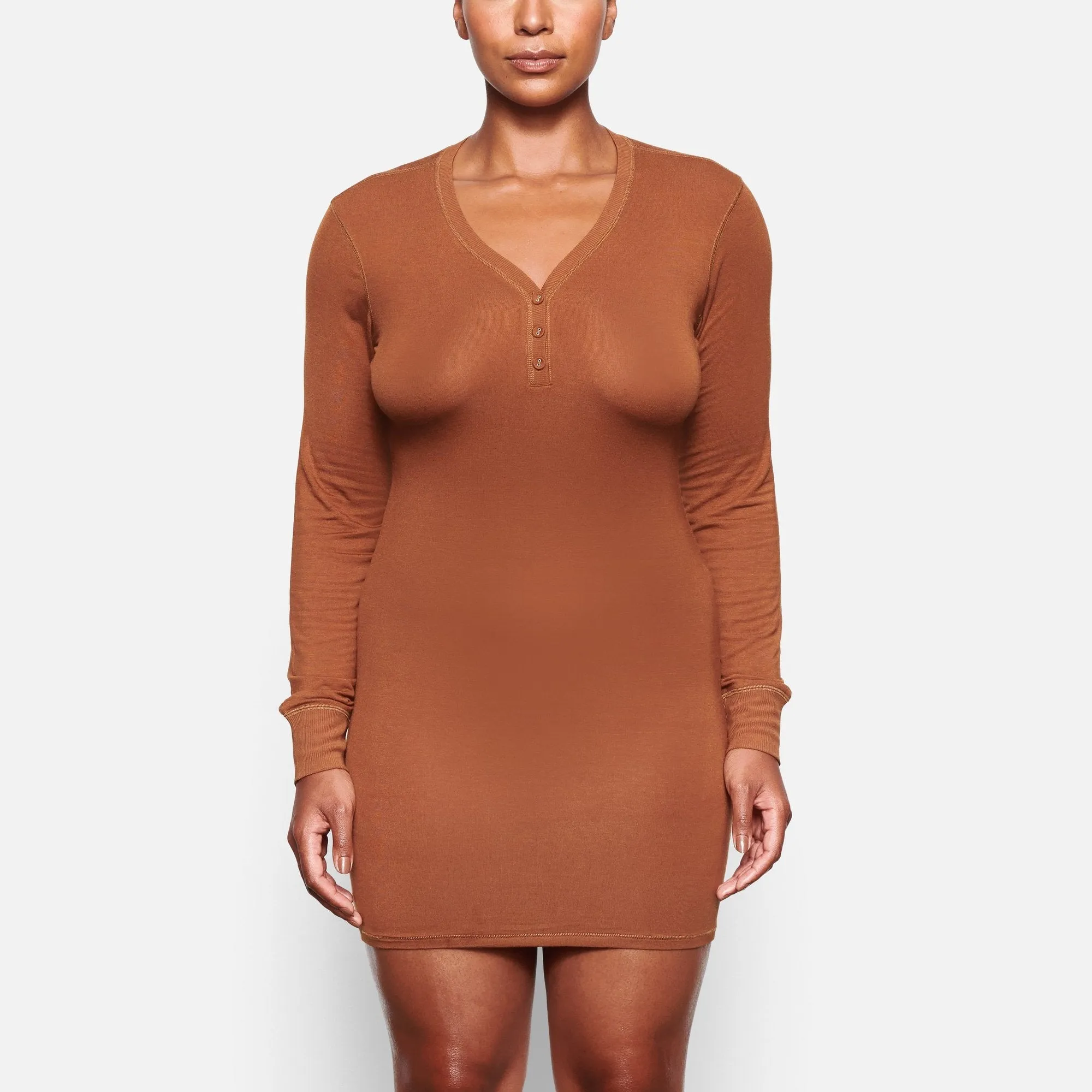 SLEEP HENLEY DRESS | COPPER