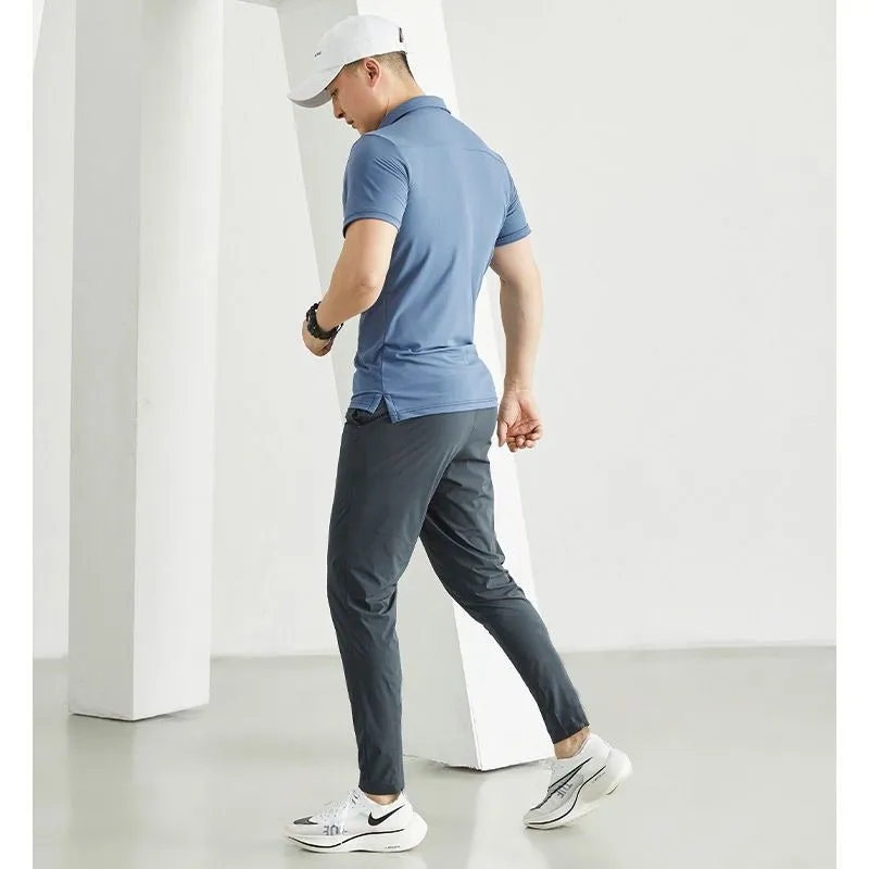 Summer Ice Silk Thin Slim-Fit Reflective Strip Cuff Pants