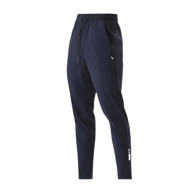 Summer Ice Silk Thin Slim-Fit Reflective Strip Cuff Pants