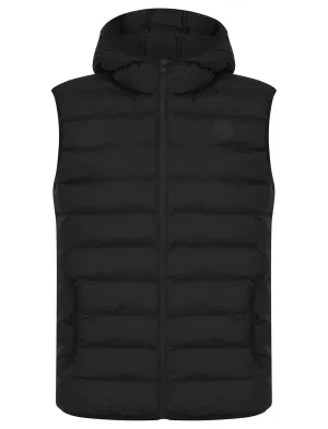 Tamaki Quilted Puffer Gilet with Hood in Jet Black - Tokyo Laundry
