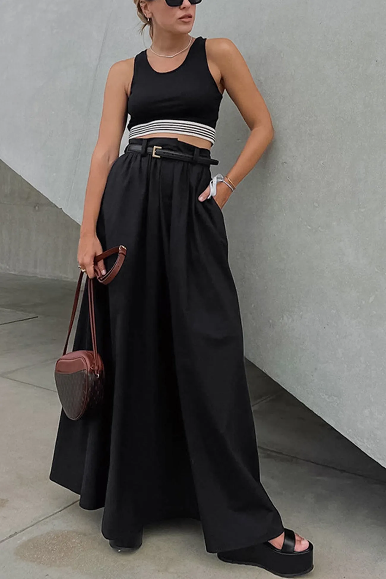 TastyHottie - Solid Color High Waist A-Line Maxi Skirt