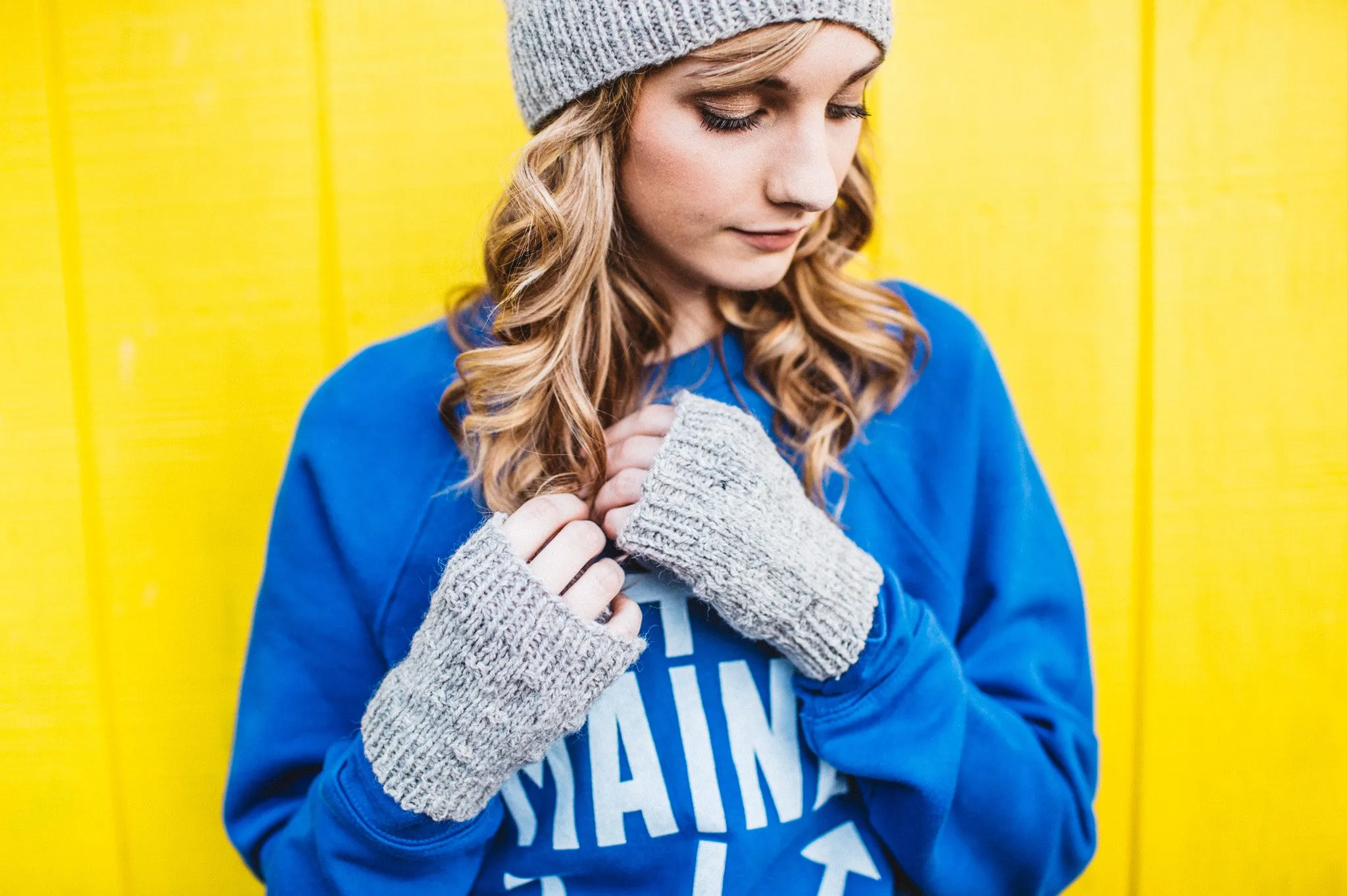 textured hat and mitts
