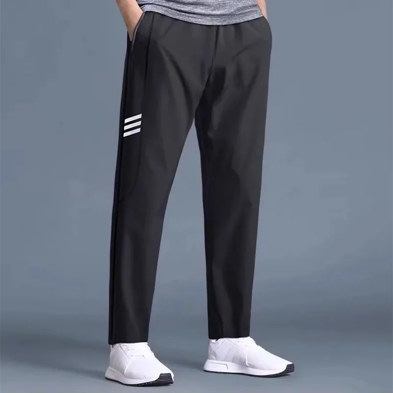 Thin Ice Silk Breathable Straight Woven Running Pants
