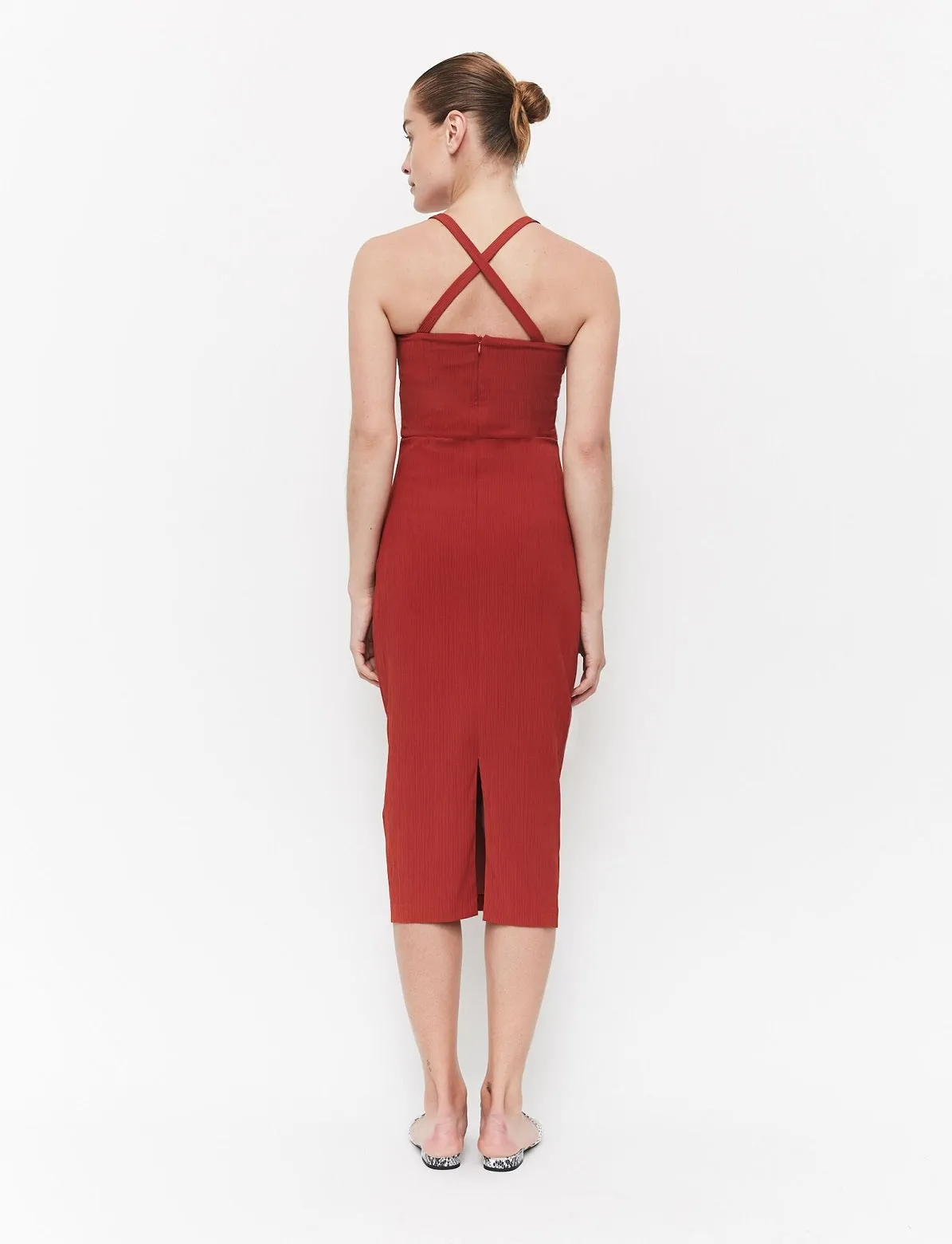 Third Form WOMENS ESSENTIAL CROSS BACK DRESS CARMINE