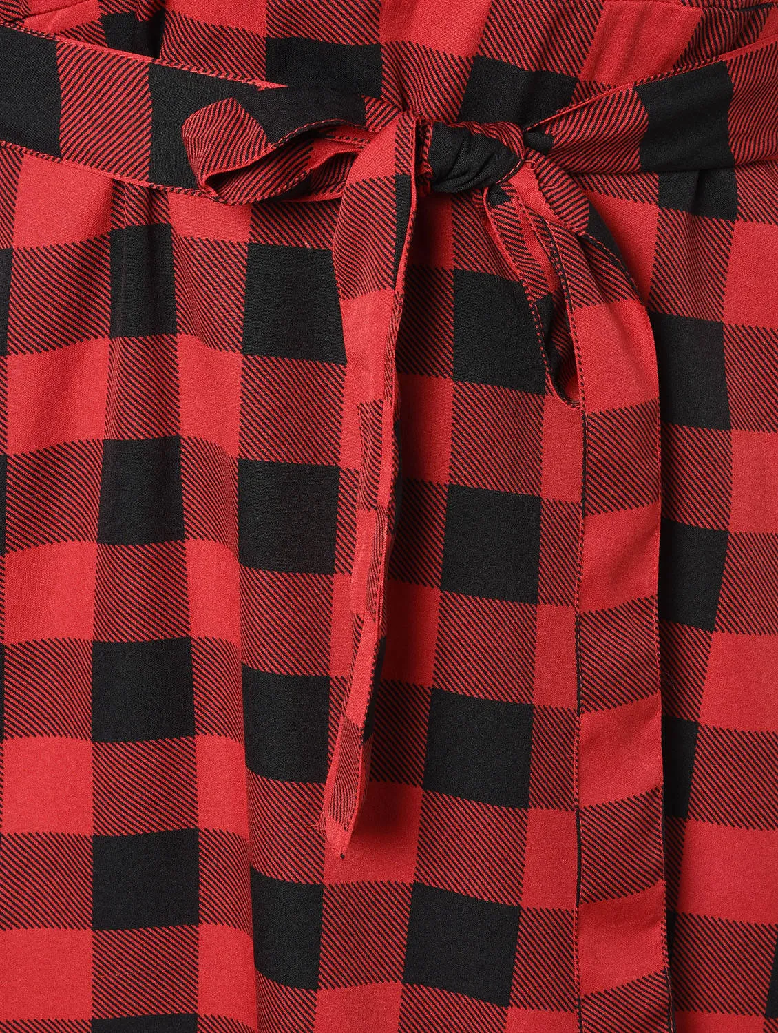 Tie back checkered a-line dress