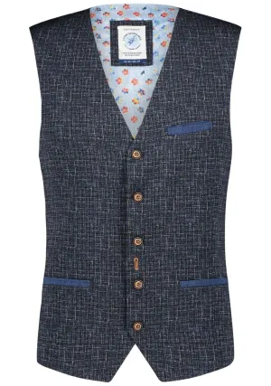 Travel Structure Printed Blue Waistcoat