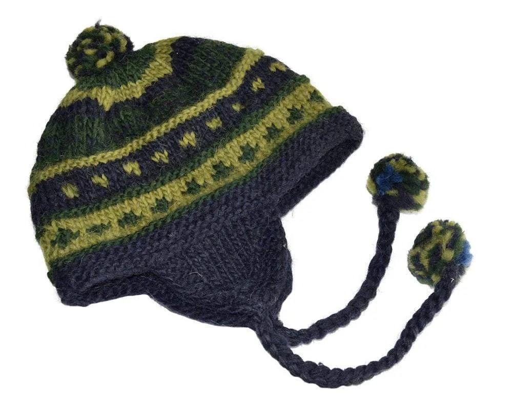 Unisex Beanie Hat Alpaca Wool Blend with Earflaps
