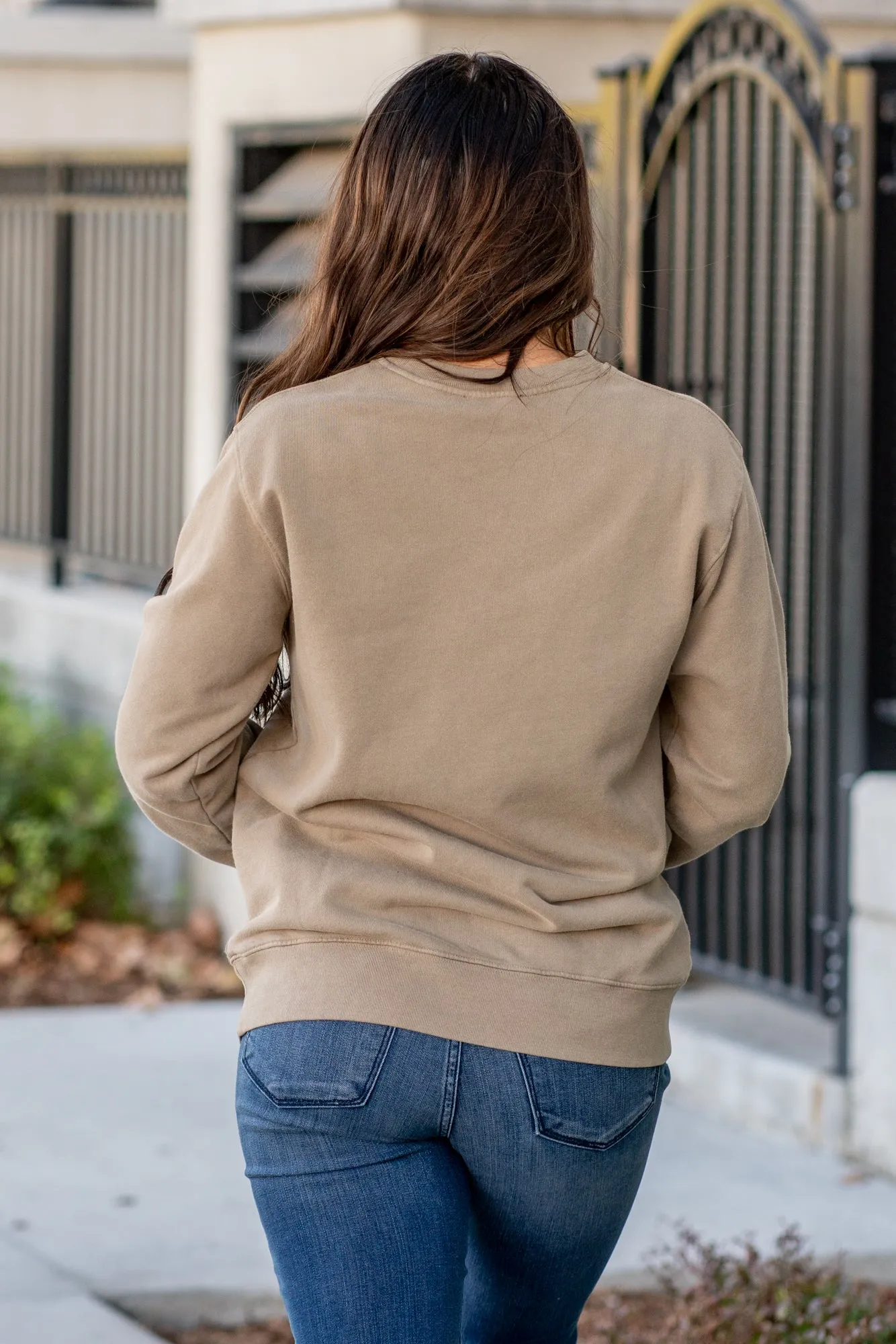 Vintage Dreamin of The Wild West Graphic Cozy Pull Over Sweater - Mocha