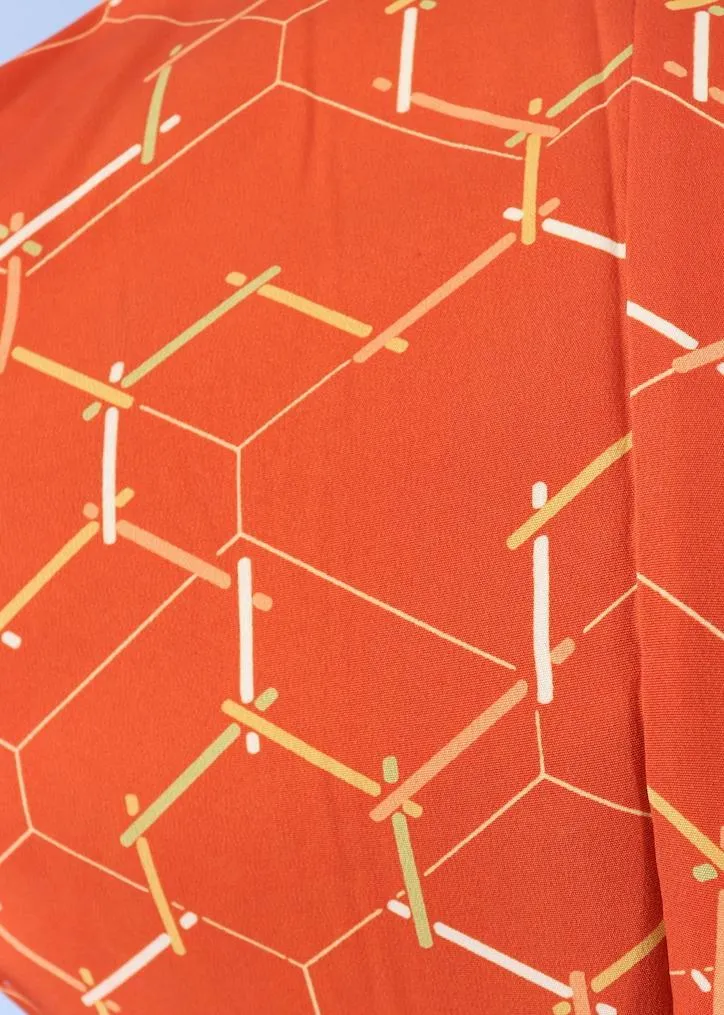 Vintage Silk Kimono Cardigan / Orange Lattice Print