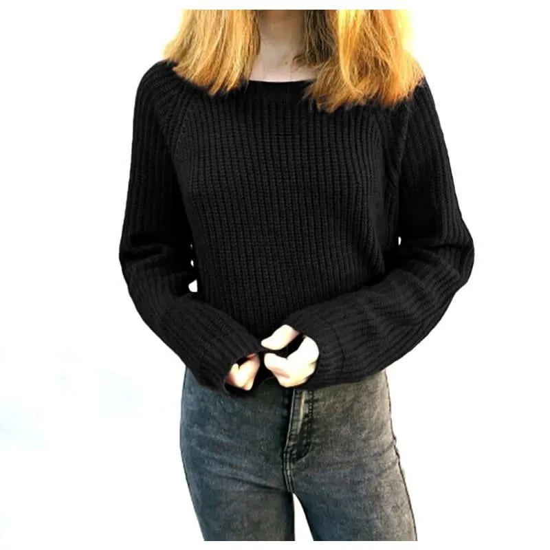 Women Sweater and Pullovers Long Sleeve Crop Sweater Top