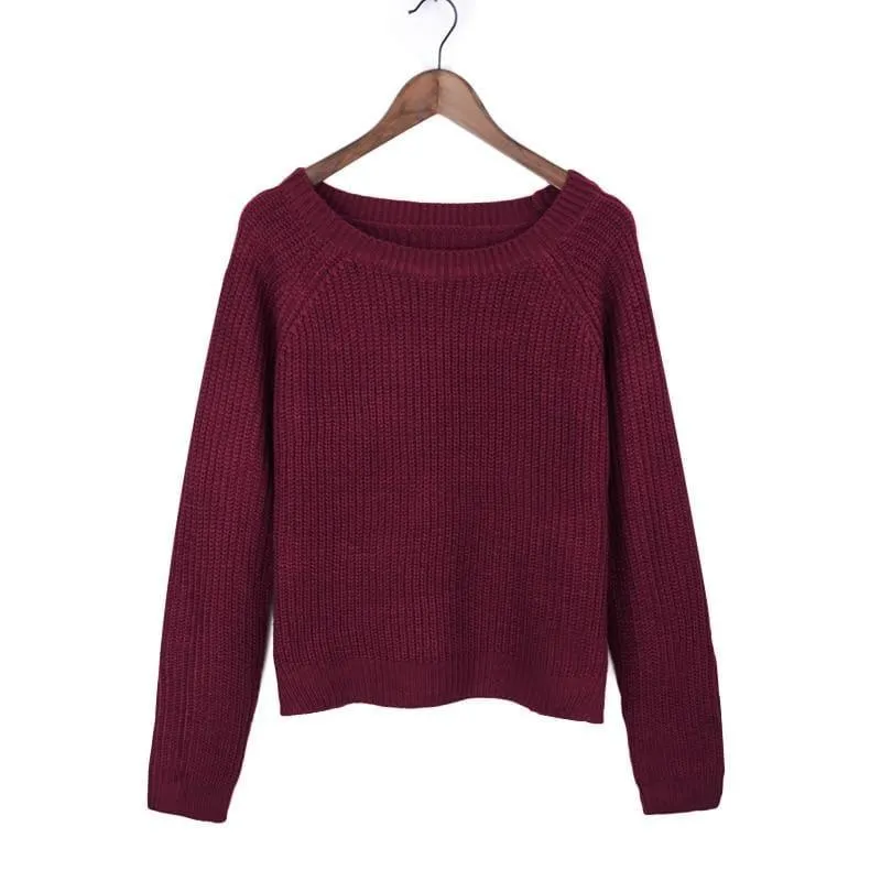 Women Sweater and Pullovers Long Sleeve Crop Sweater Top