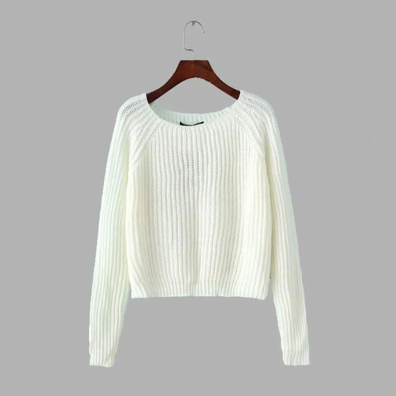 Women Sweater and Pullovers Long Sleeve Crop Sweater Top