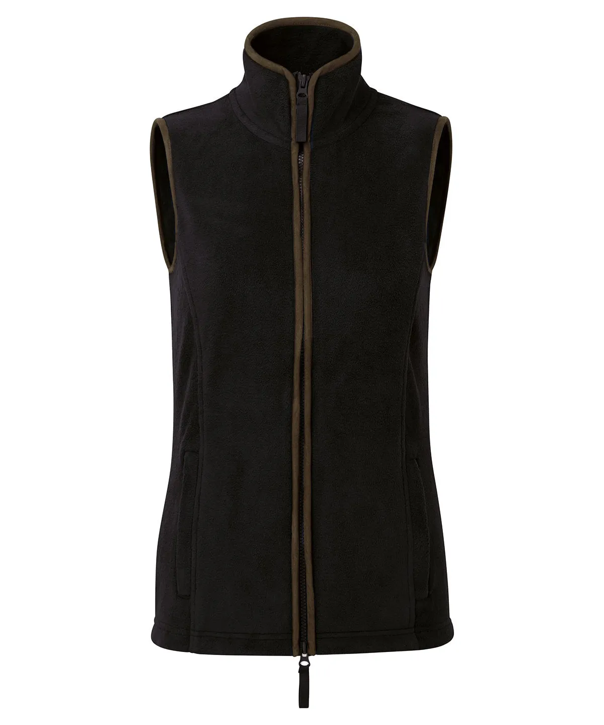 Womens artisan fleece gilet | Black/Brown
