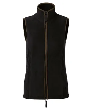 Womens artisan fleece gilet | Black/Brown