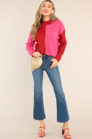 You Wouldn't Get It Hot Pink Two Toned Sweater